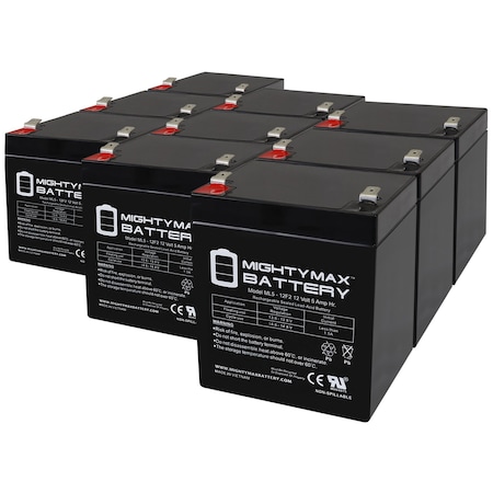 12V 5Ah F2 SLA Replacement Battery For CSB GH1240 - 9PK